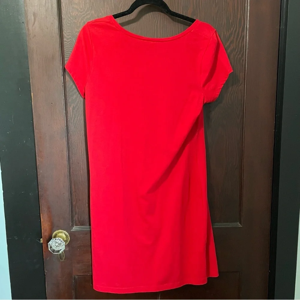 Faded Glory Large​ Cherry Red Scoop Neck Cotton Midi Dress T-Shirt Dress - Picture 3 of 5